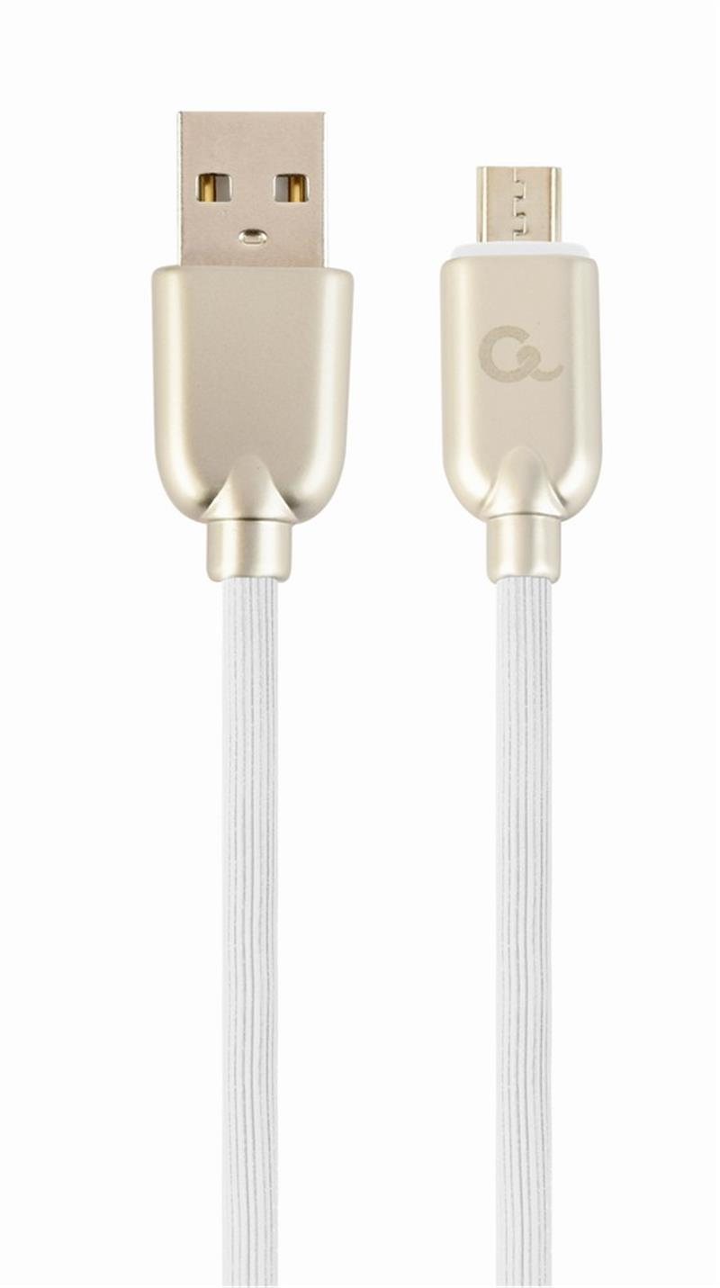 Premium micro-USB laad- datakabel rubber 2 m wit