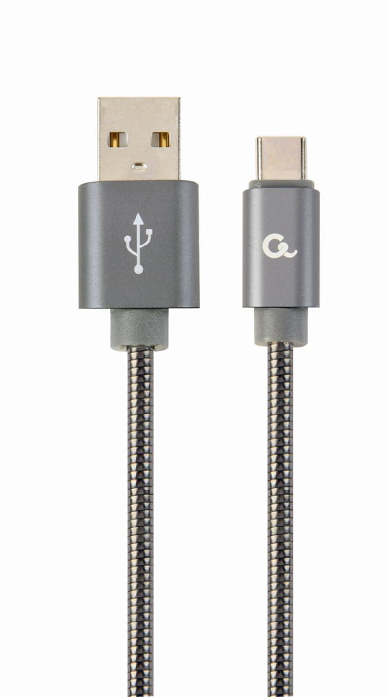 Premium USB Type-C laad- datakabel metaal 1 m metallic-grijs