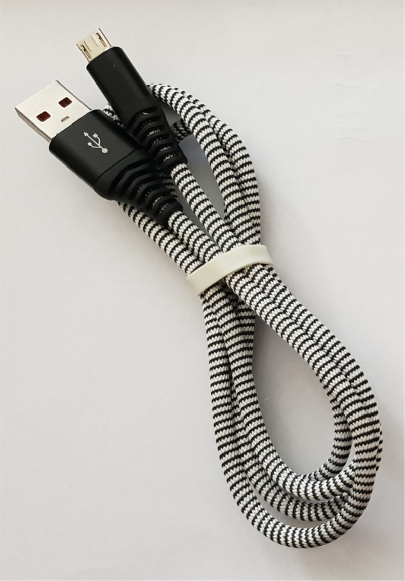 Premium USB Type-C laad- datakabel katoen 2 m zwart wit