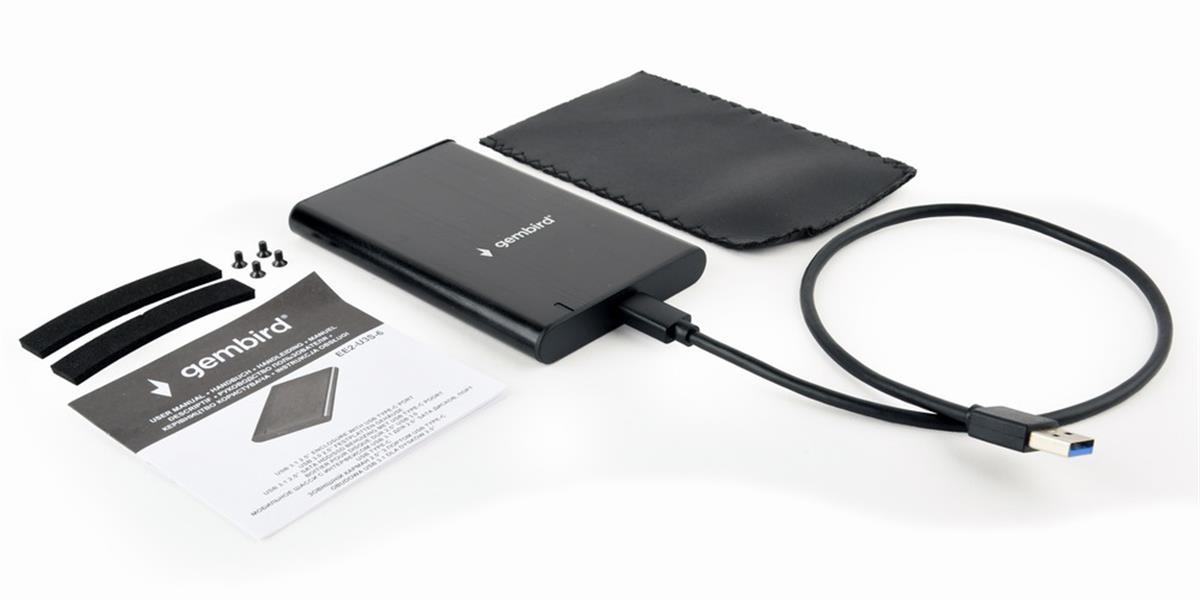 USB 3 1 2 5 SATA HDD SSD behuizing met USB-C poort geborsteld aluminium Zwart