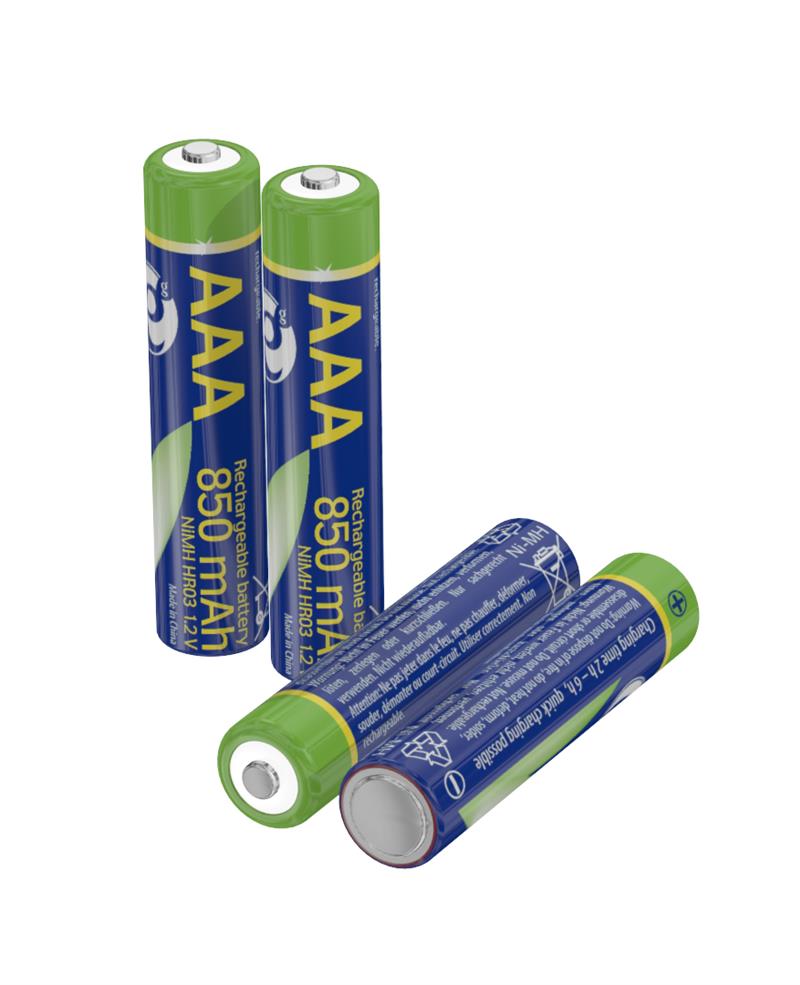 Oplaadbare AAA batterijen 4 stuks 850mAh
