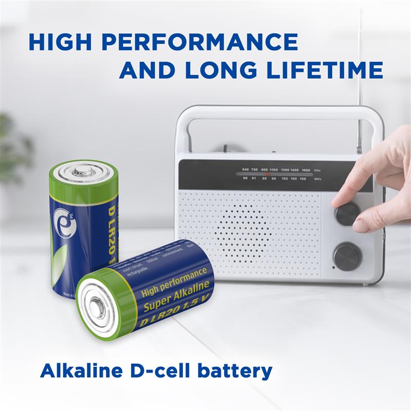 Alkaline D-cell batterij 2 stuks