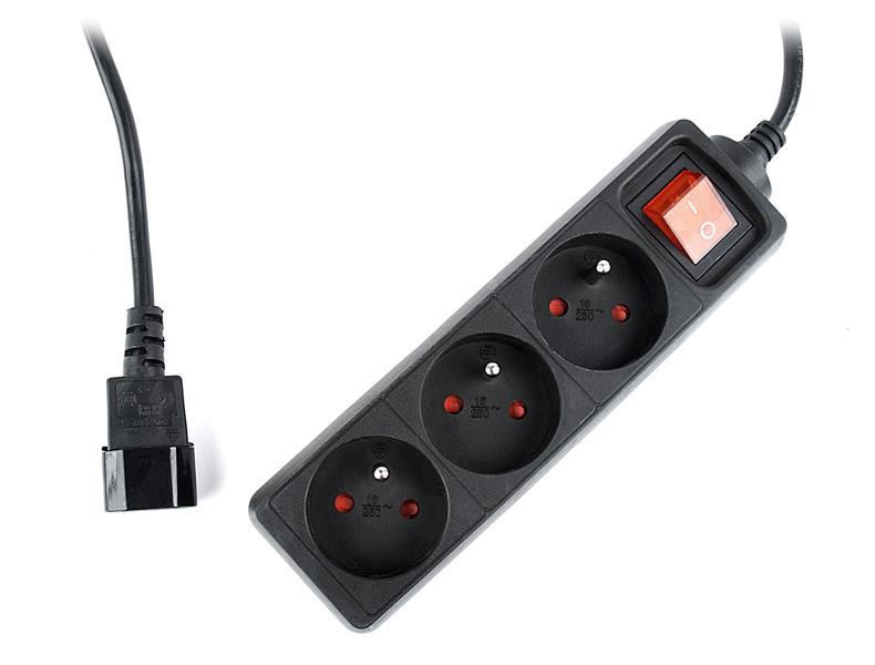 3-voudige stekkerdoos met C14 stekker pen-aarde 0 6 m