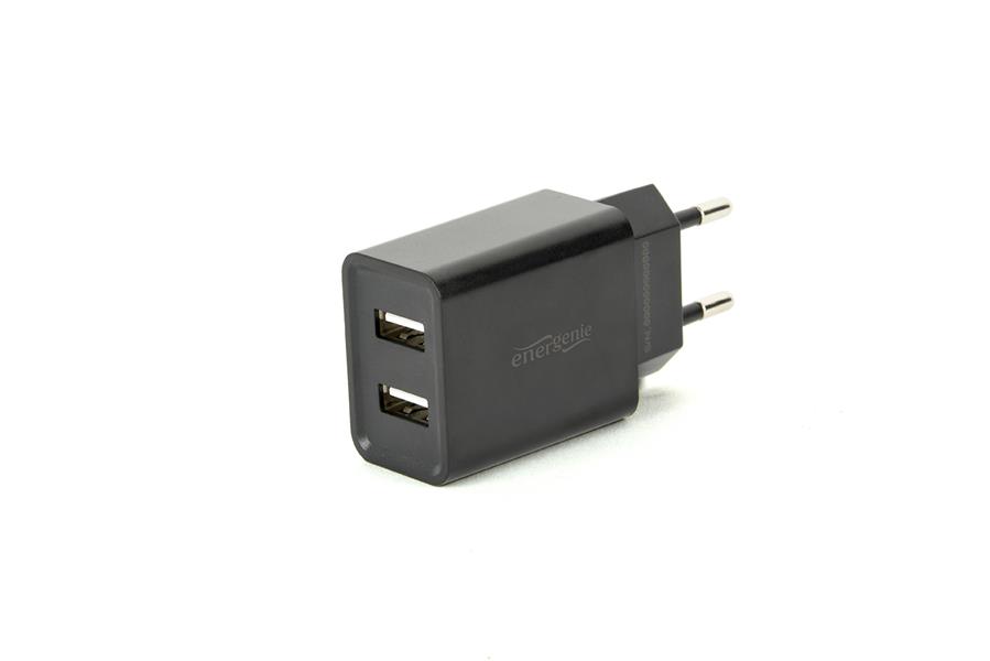 Universele USB lader 2X USB 2 1A zwart