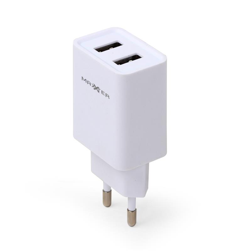 Universele USB lader 2X USB 2 1A zwart