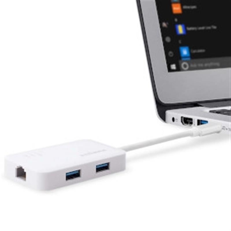 USB-C naar 3-poorts USB 3.0 Gigabit Ethernet-hub
