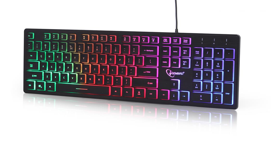 Gembird Multimedia toetsenbord - Rainbow - met BackLight ON OFF BREATH 1 45 m cable