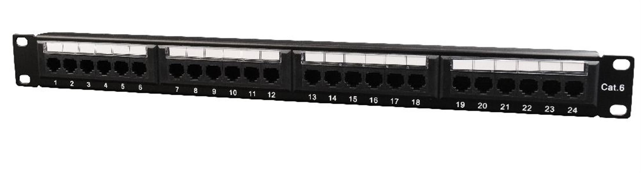 Cat6 24-poorts patchpanel met kabelorganizer