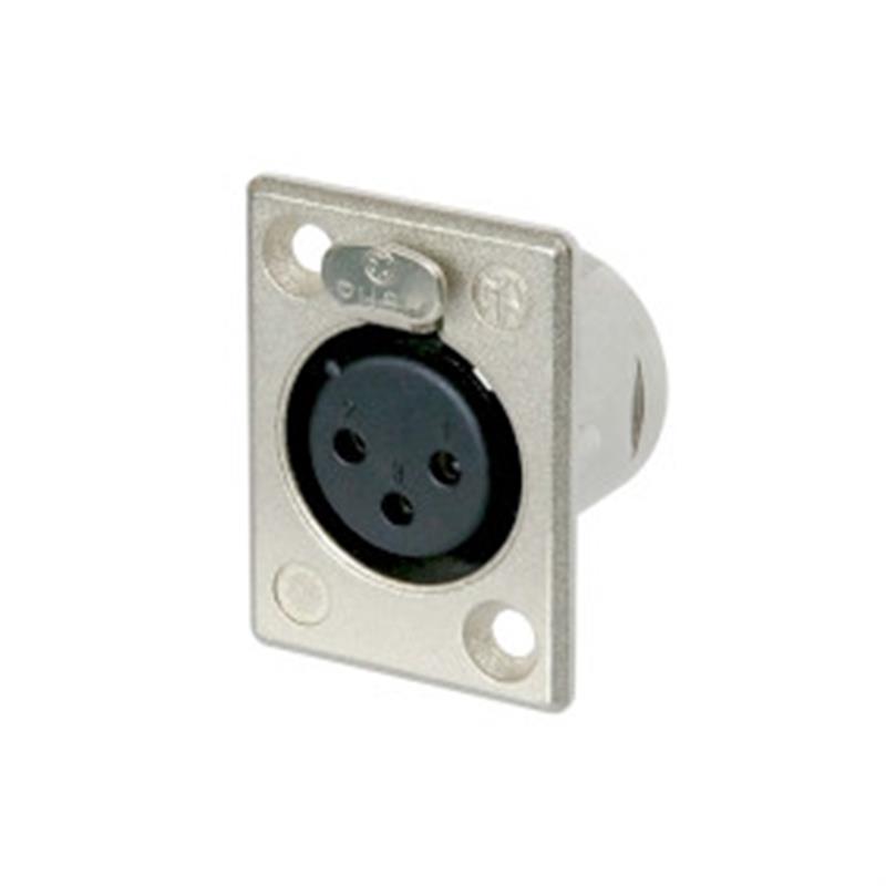 XLR Panel-mount female receptacle 3 N/A P soldeer connectie Vernikkeld