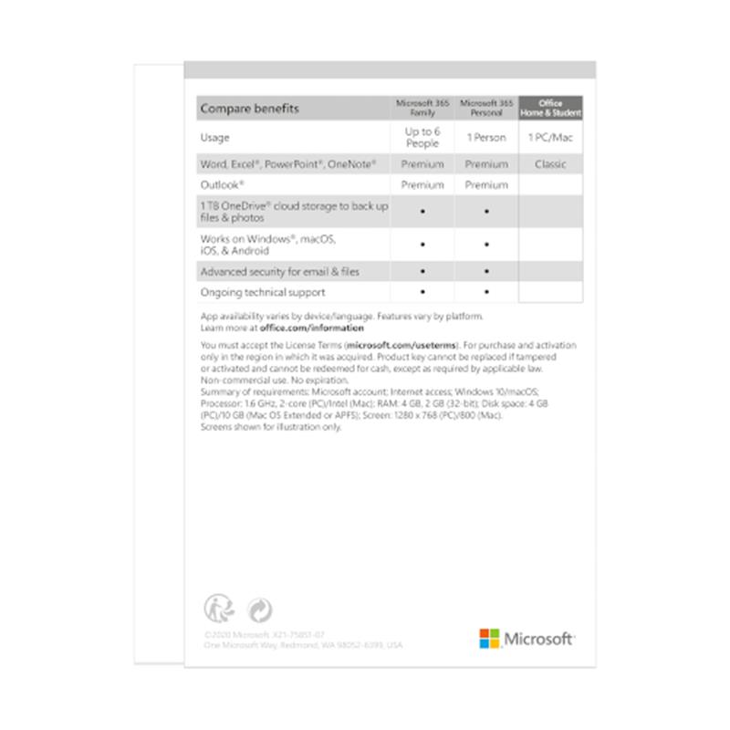 Microsoft Office Home and Student 2019 1 licentie(s) Engels