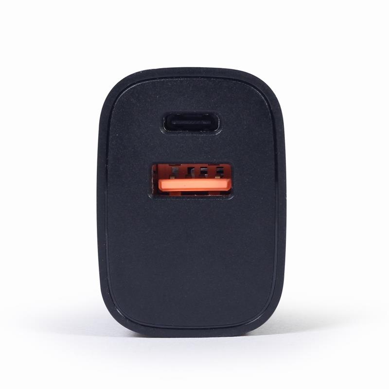 Gembird USB Type-C snellader 18 W zwart 2 port: Type-C port supports 18 W PD Type-A port supports 18 W QC 3 0