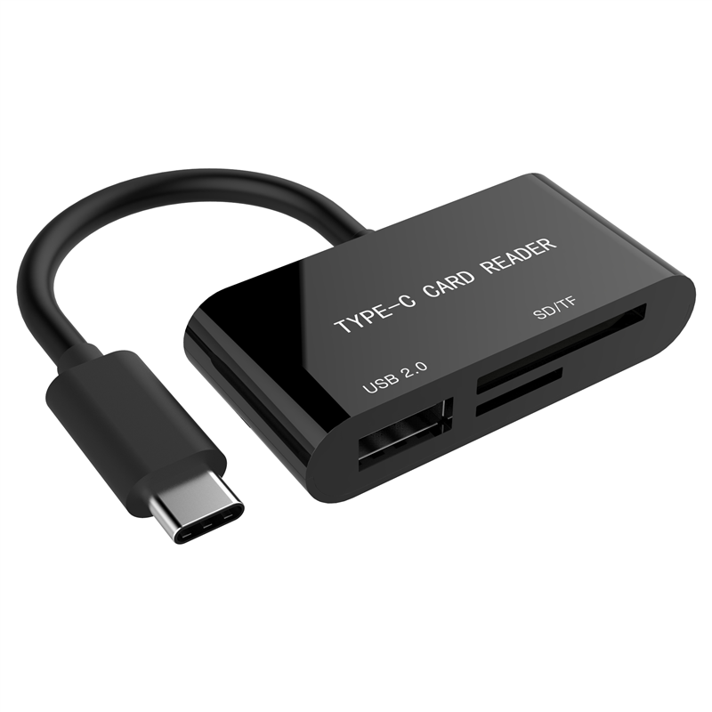 USB Type-C combo SD-kaartlezer zwart