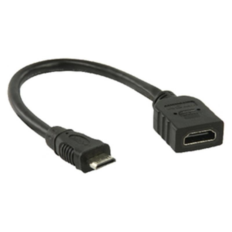 High Speed HDMI kabel met Ethernet HDMI Mini-Connector Male - HDMI Female 0.20 m Zwart