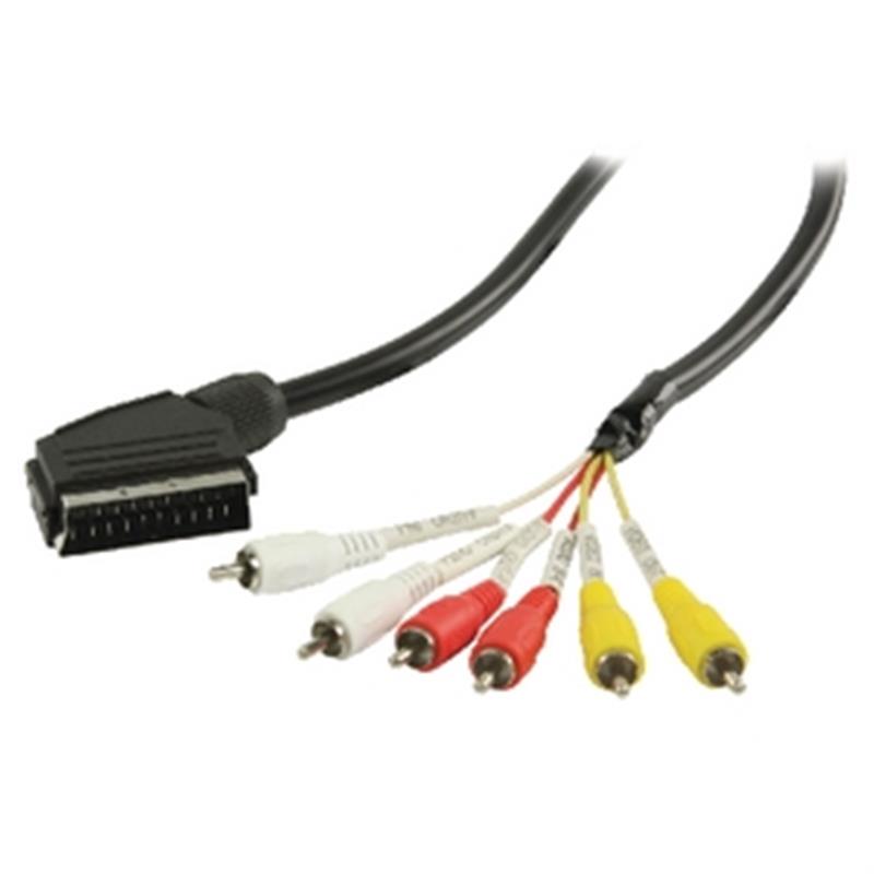 SCART Kabel SCART Male - 6x RCA-Connector 2.00 m Zwart