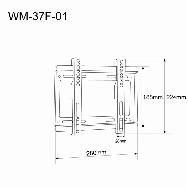 Gembird TV muurbeugel vast 17-37 inch max 20KG ***