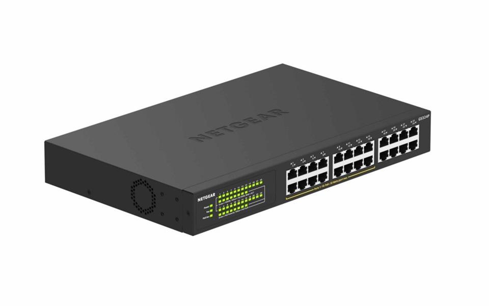 Netgear GS324P Unmanaged Gigabit Ethernet (10/100/1000) Zwart 1U Power over Ethernet (PoE)