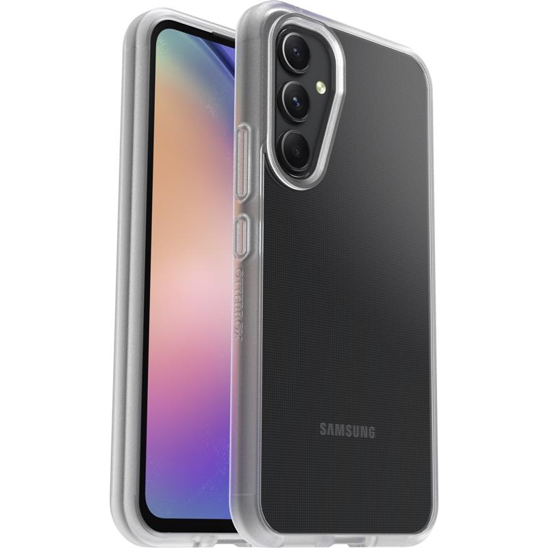 OtterBox Drop Protection-bundel voor Galaxy A54 5G; React doorzichtige behuizing getest volgens militaire standaard en prestatie glazen schermbescherm