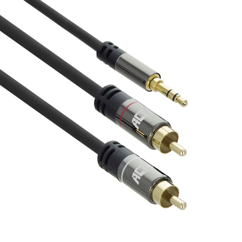 ACT 5 meter High Quality audio aansluitkabel 1x 3 5mm stereo jack male - 2x tulp male