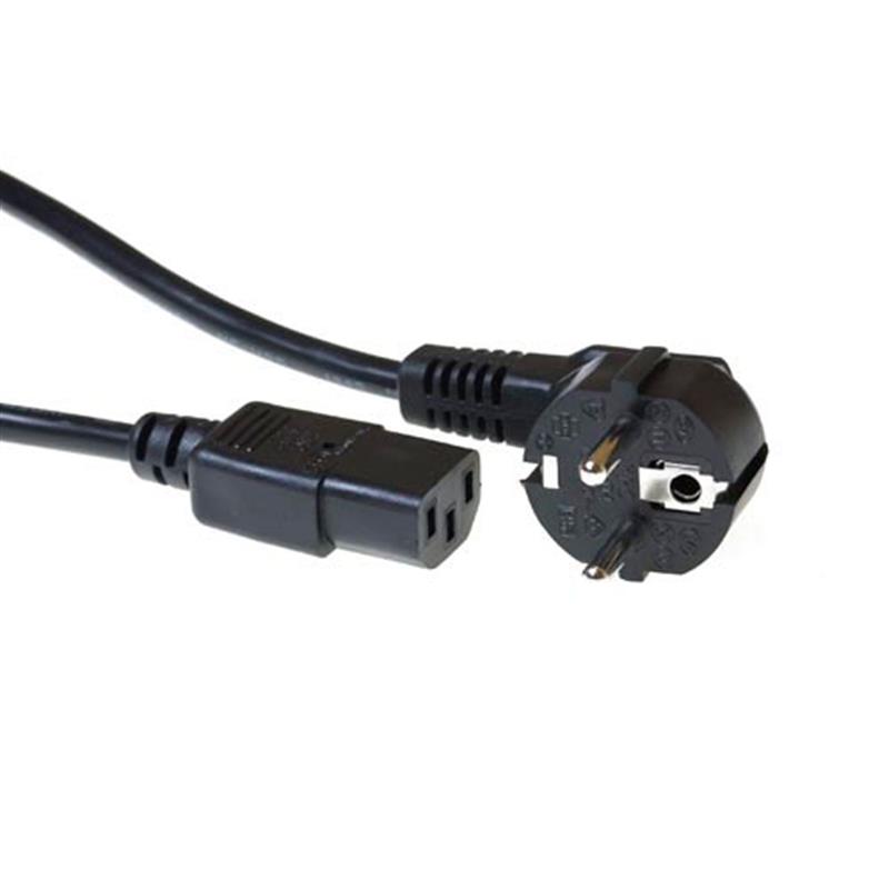 ACT 230V aansluitkabel schuko male (haaks) - C13 zwart