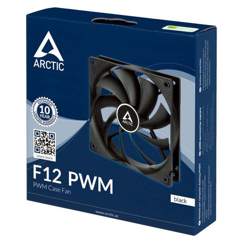 ARCTIC F12 PWM - 120 mm PWM Case Fan Computer behuizing Ventilator 12 cm Zwart 1 stuk(s)