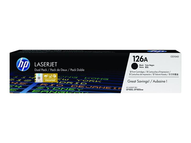 HP 126A Origineel Zwart 2 stuk(s)