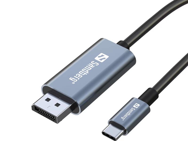 Sandberg USB-C to DisplayPort Cable 2M USB Type-C Zwart, Grijs