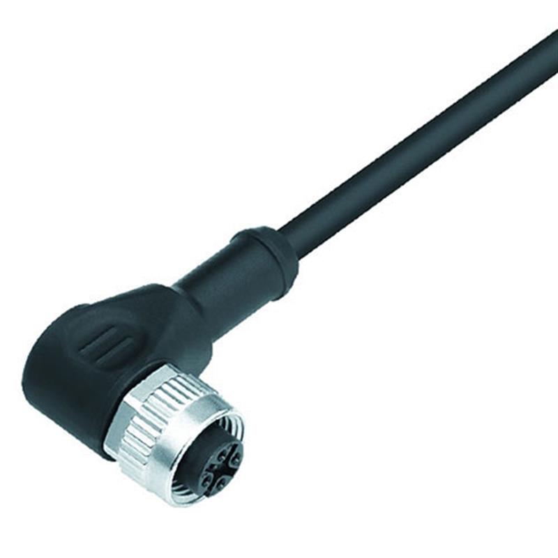 Binder M12 connector male haaks moulded met A-codering met 2 meter kabel 5 polig
