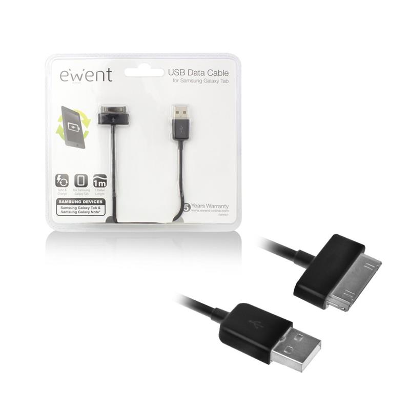 Ewent EW9907 mobiele telefoonkabel Zwart USB A Samsung 30-pin 1 m