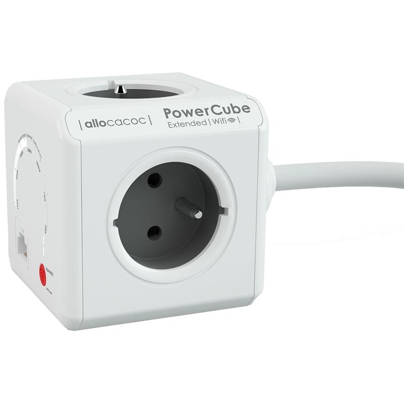 Allocacoc PowerCube Extended WiFi stekkerdoos Type E 4 sockets 1 5m wit grijs