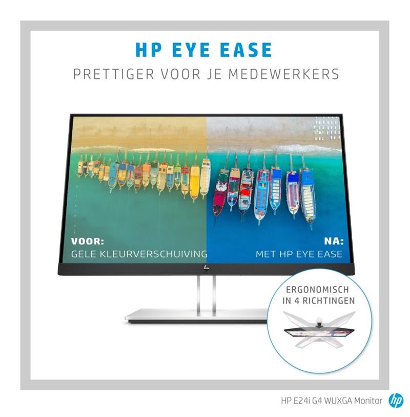 HP E-Series E24i G4 61 cm (24"") 1920 x 1200 Pixels WUXGA Zwart, Zilver