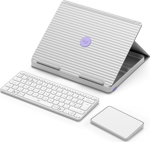 Logitech Casa Pop-Up Desk QWERTY Brits Engels Bluetooth Grijs, Violet, Wit