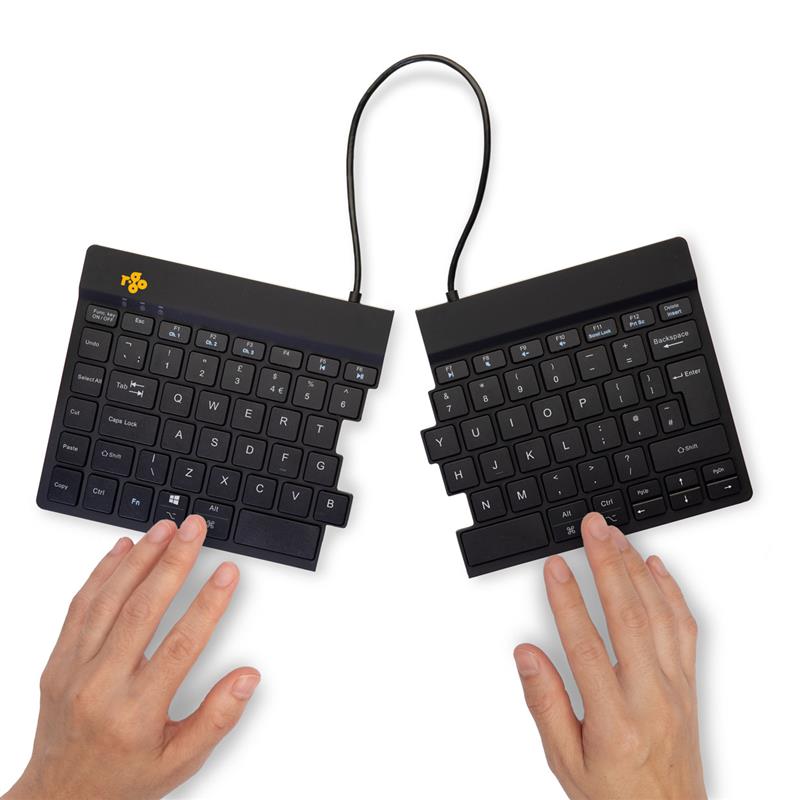 R-Go Tools Ergonomisch toetsenbord R-Go Split Break met pauzesoftware, ergonomisch gesplitst toetsenbord, QWERTY (UK), Bluetooth, zwart