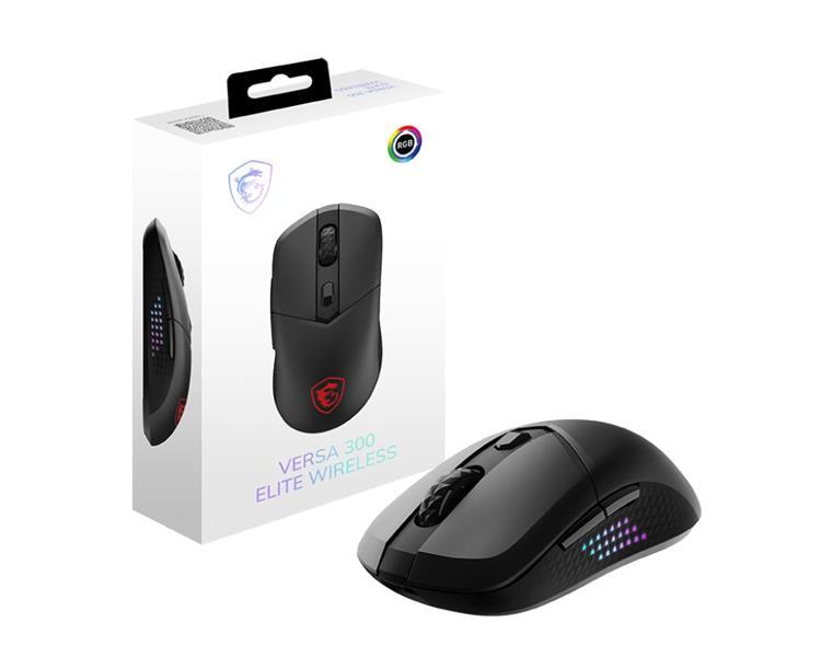 MSI VERSA 300 ELITE WIRELESS muis Gamen Rechtshandig RF Wireless + Bluetooth + USB Type-C Optisch 26000 DPI