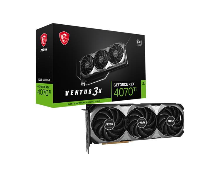 MSI GEFORCE RTX 4070 Ti VENTUS 3X E1 12G OC videokaart NVIDIA 12 GB GDDR6X