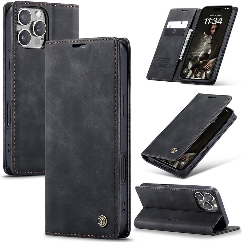 Caseme Case iPhone 16 Pro Max - Retro Wallet Case - Black