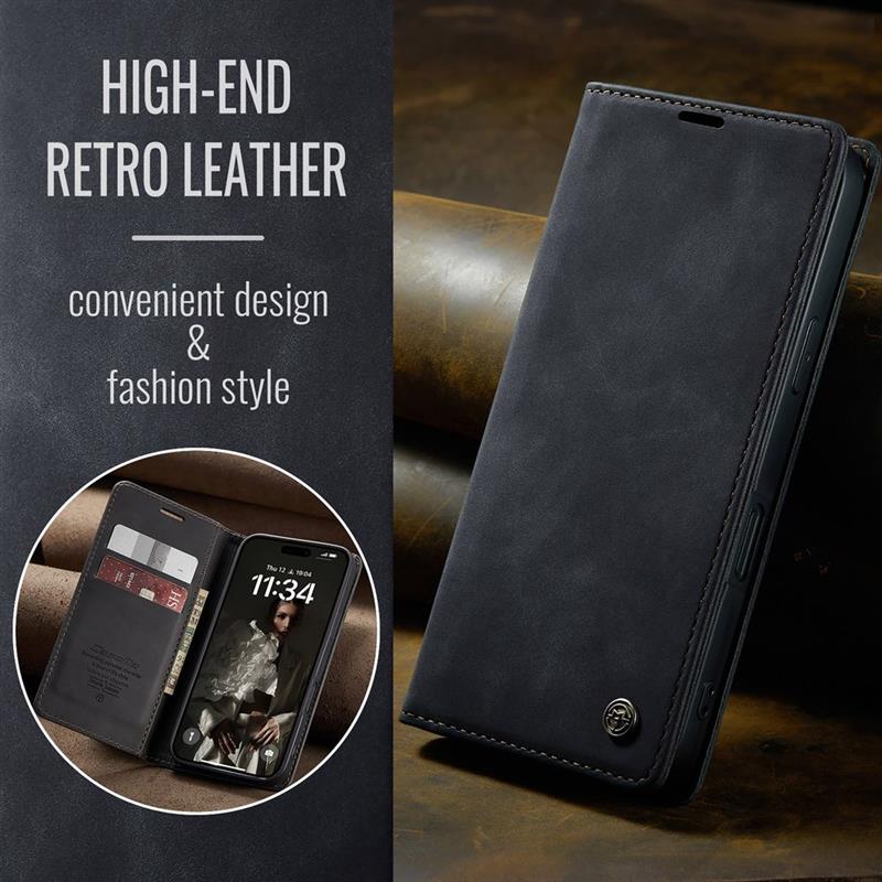 Caseme Case iPhone 16 Pro Max - Retro Wallet Case - Black