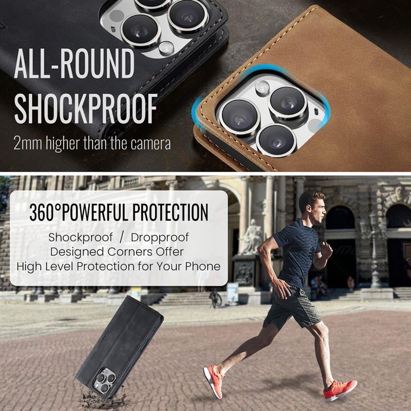 Caseme Case iPhone 16 Pro Max - Retro Wallet Case - Black