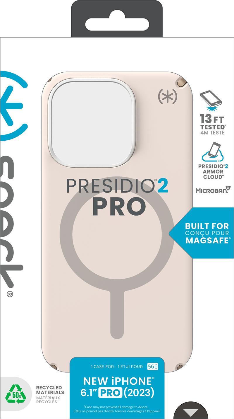 Speck Presidio2 Pro + MS Apple iPhone 15 Pro Bleached Bone - with Microban