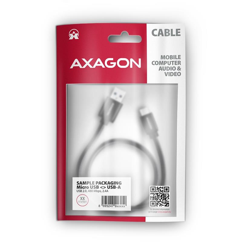 Axagon BUMM-AM15AB USB-kabel USB 2.0 1,5 m Micro-USB B USB A Zwart