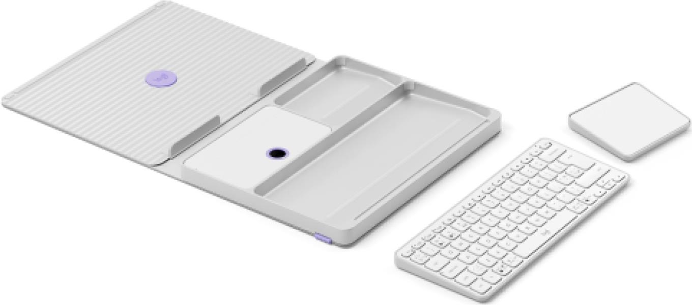 Logitech Casa Pop-Up Desk QWERTY Brits Engels Bluetooth Grijs, Violet, Wit