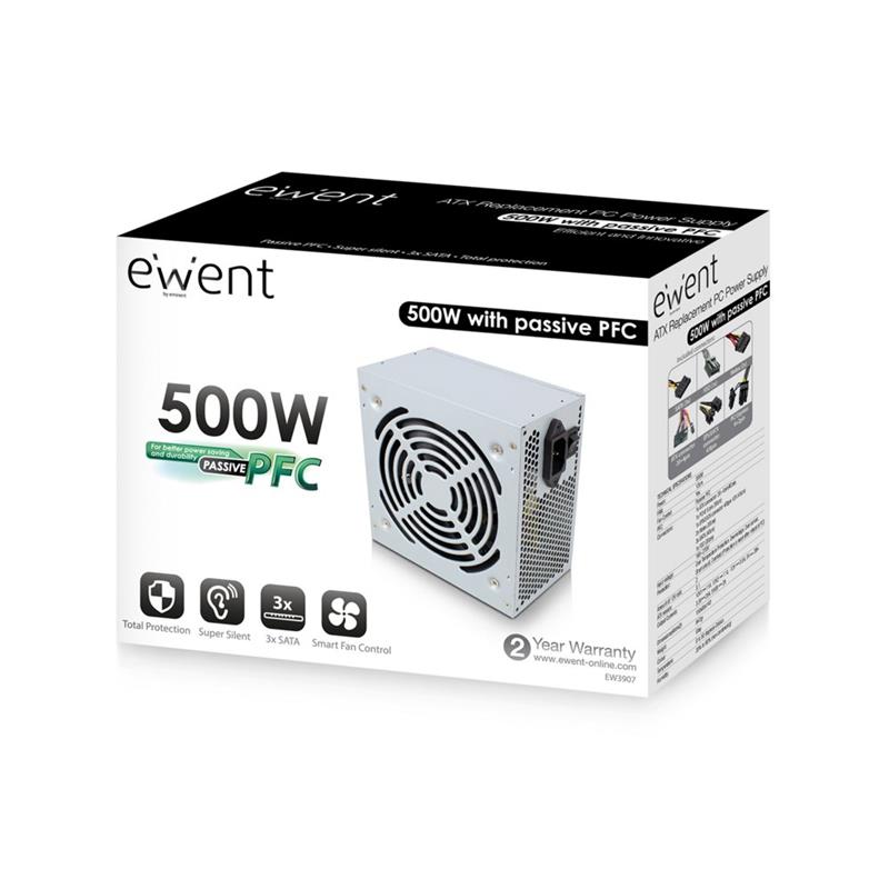 Ewent EW3907 power supply unit 500 W ATX Grijs