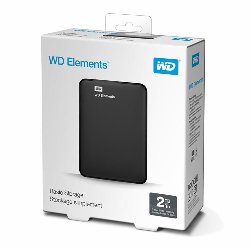 Western Digital Elements SE Black External HDD 2TB 2 5 USB3 1 Gen1 5400RPM