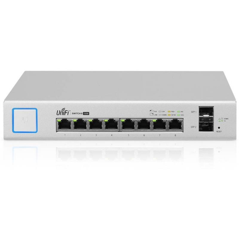 Ubiquiti Switch UniFi 8xRJ45 GBit/2xSFP Managed PoE+ (150W) Fanless