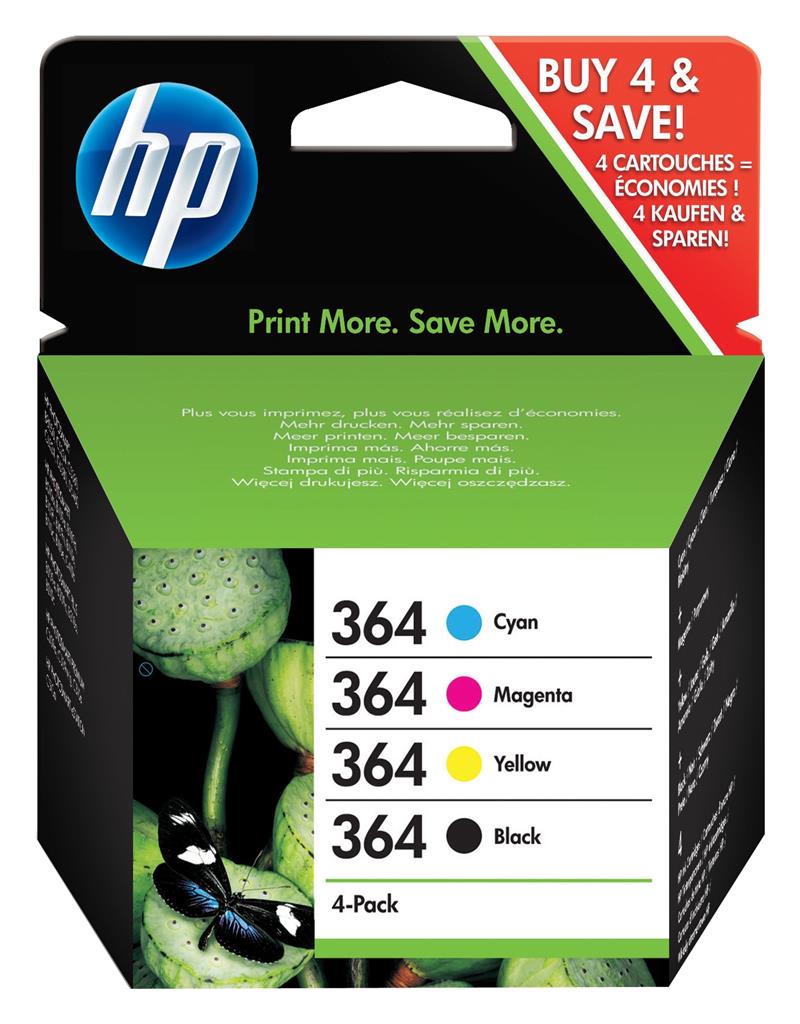 HP 364 originele zwart/cyaan/magenta/gele inktcartridges, 4-pack