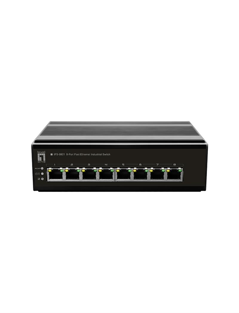Levelone 8-Port Fast Ethernet Industrial Switch DIN-Rail -30 °C to 65 °C
