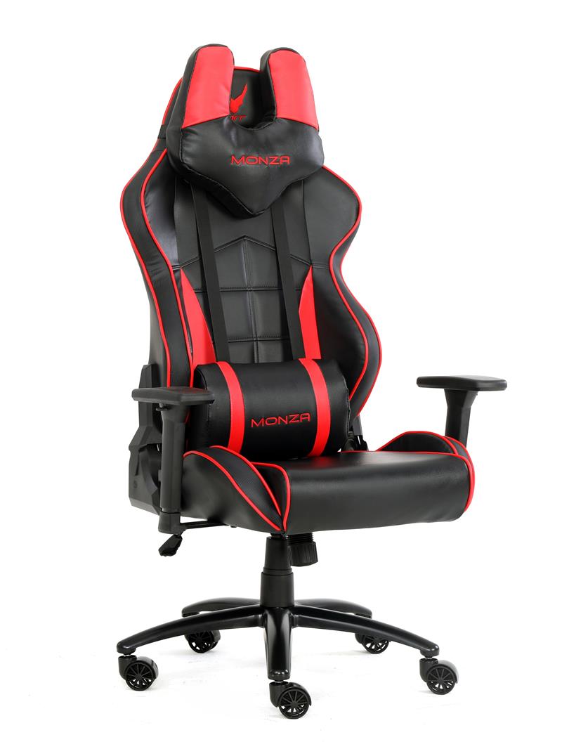 VARR GAMING CHAIR MONZA PVC verstelbare armsteunen 75mm wielen 80mm gaslift hoofd en lumbaalkussen