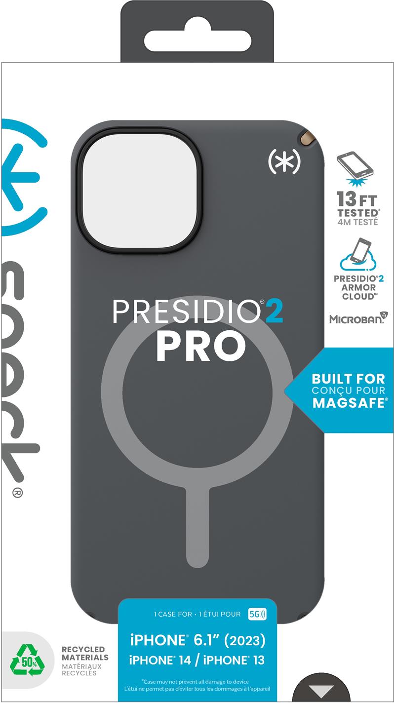 Speck Presidio2 Pro + MS Apple iPhone 15 Charcoal Grey - with Microban