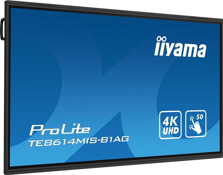 iiyama TE8614MIS-B1AG beeldkrant Interactief flatscreen 2,17 m (85.6"") LCD Wifi 435 cd/m² 4K Ultra HD Zwart Touchscreen Type processor Android 24/7