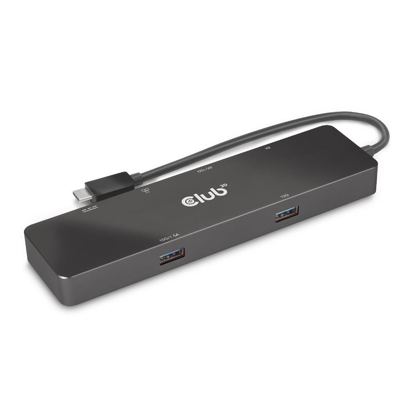 CLUB3D USB3.2 Gen2 Type-C, 6-in-1 Dual Displays Portable Dock with USB Type-C Video 4K60Hz