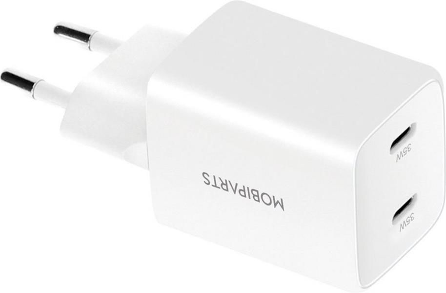 Mobiparts GaN Wall Charger Dual USB-C 35W White (with PD)